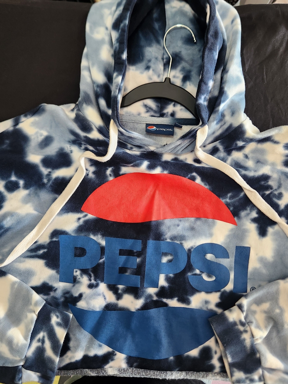 Pepsi Blue & Red Tie-Dye Crop Hoodie